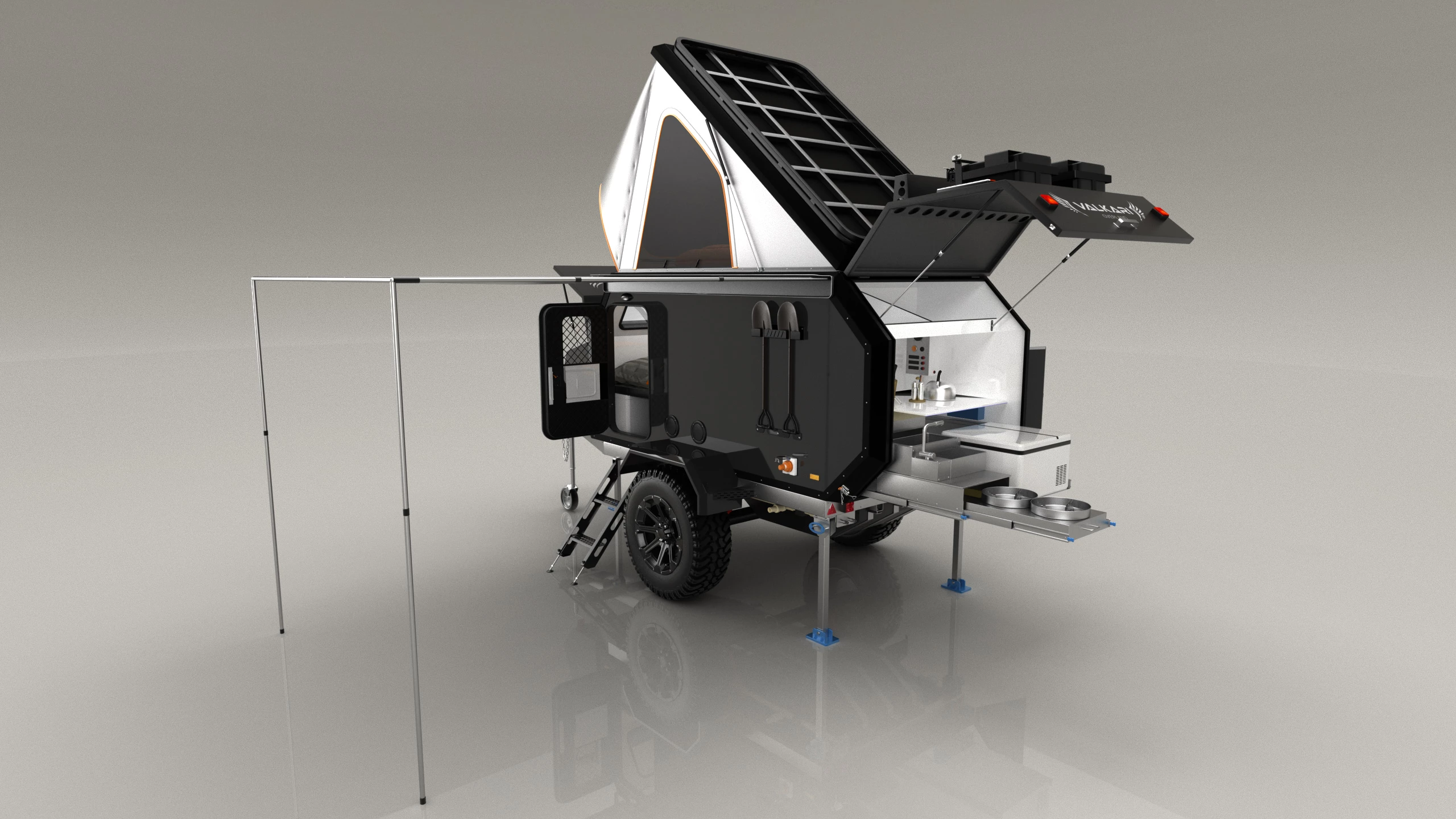 Fully set up Valkari X1 camper trailer