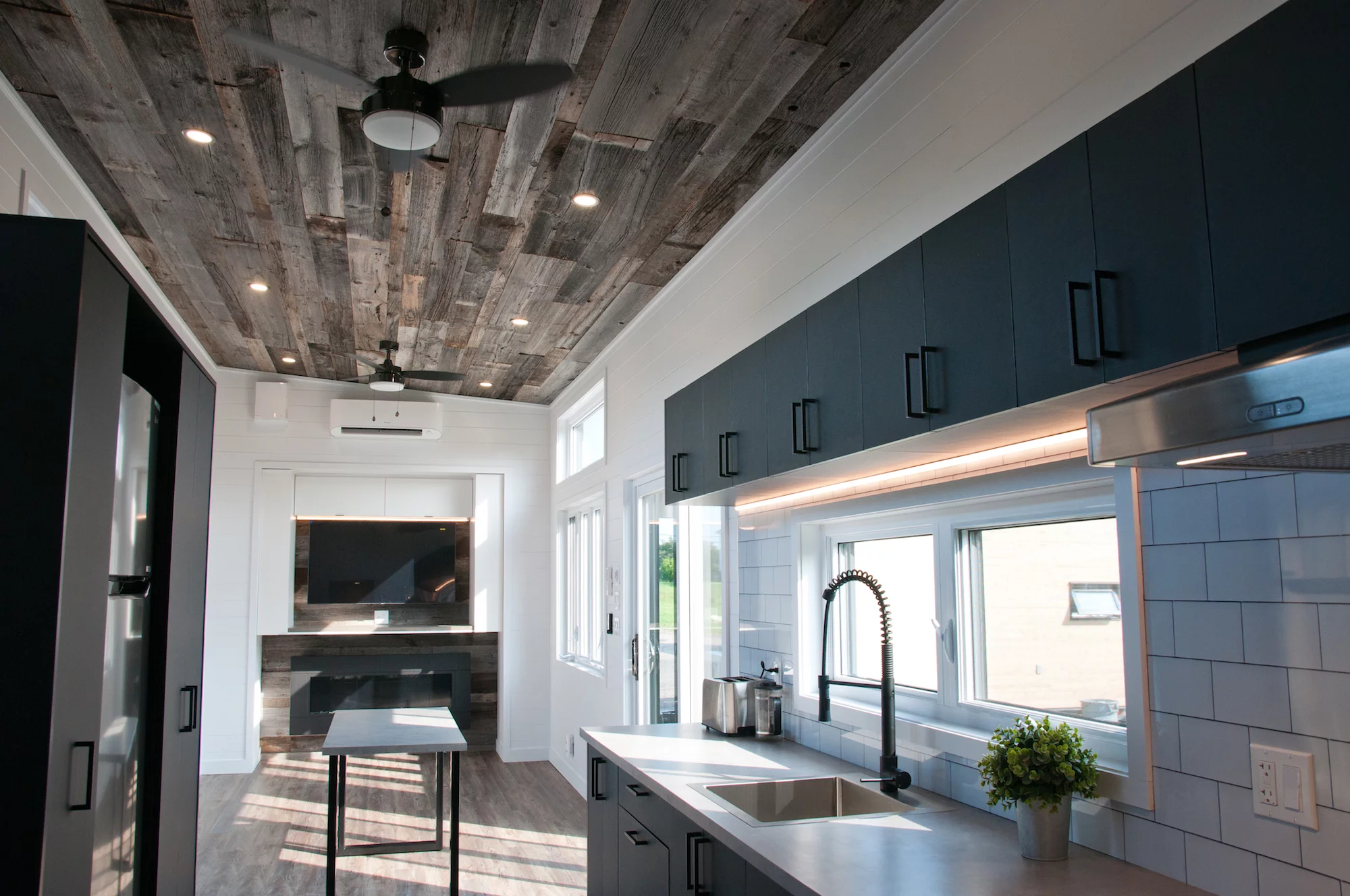 The Baobab's ceiling is made from reclaimed barn wood