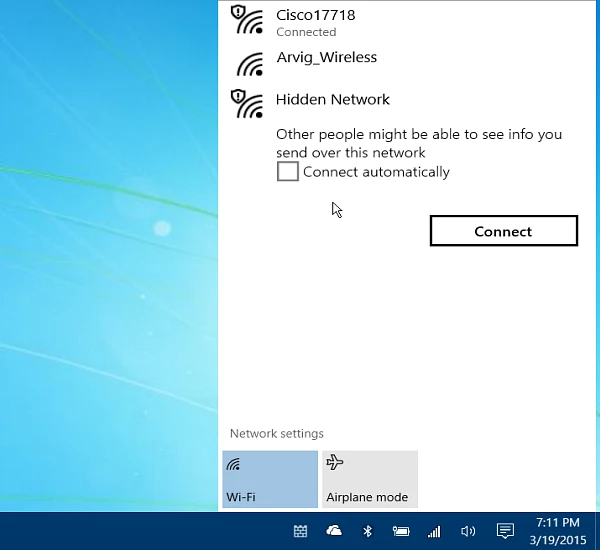 New network fly-out menu
