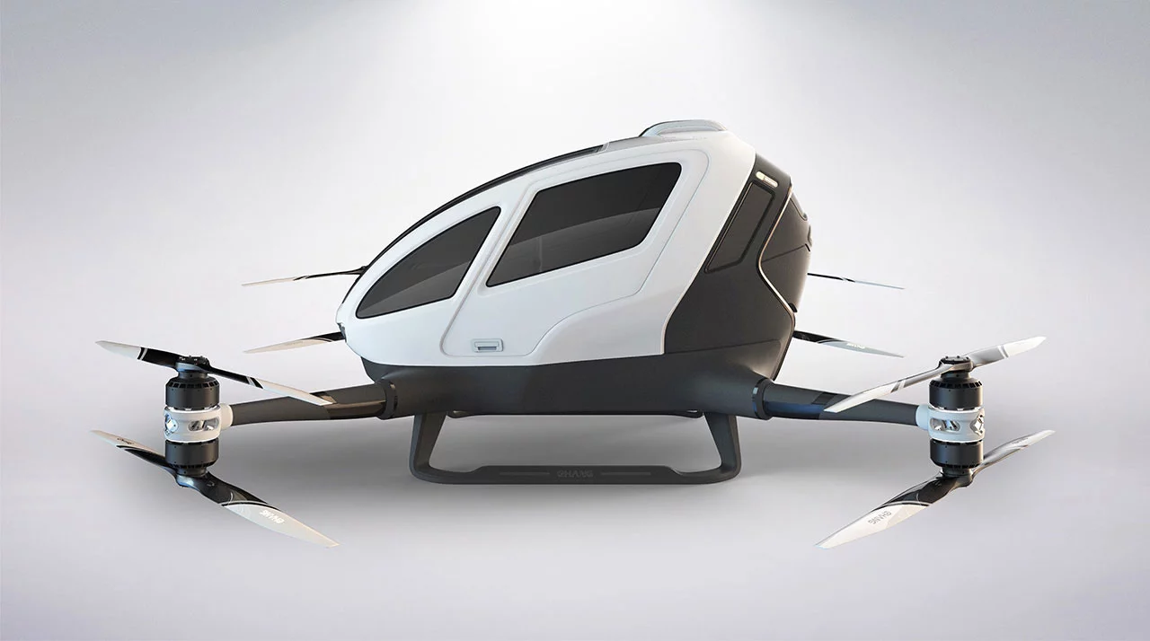 Ehang has been a little coy about its taxi drone since bringing a grounded prototype to CES in 2016