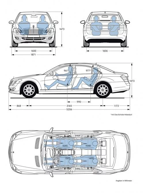 The new S-Class is larger than its predecessor in every respect. These new dimensions are the primary reason for the outstanding long-distance and stress-relieving comfort of the new Saloon.