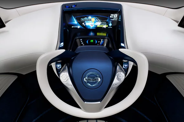 The Nissan PIVO 3 concept electric vehicle centrally positions the driver