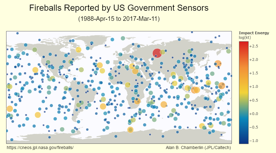 Global map of meteors sighted over the Earth in recent decades