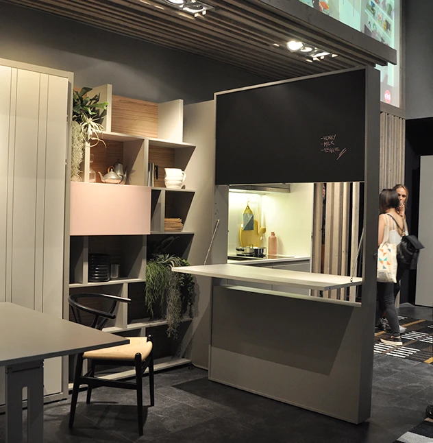 Kitchen Box includes a storage pantry and table which tilts open
