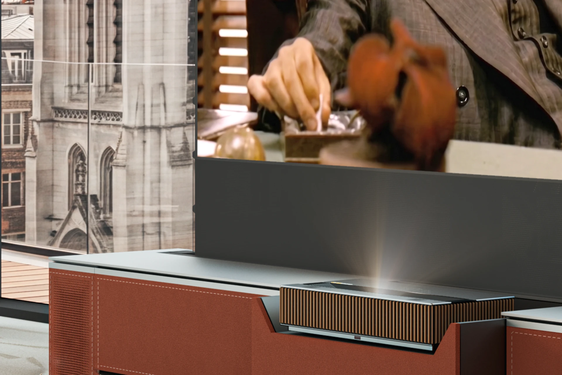 Wall-hugging 4K tri-laser projector is super bright and snappy
