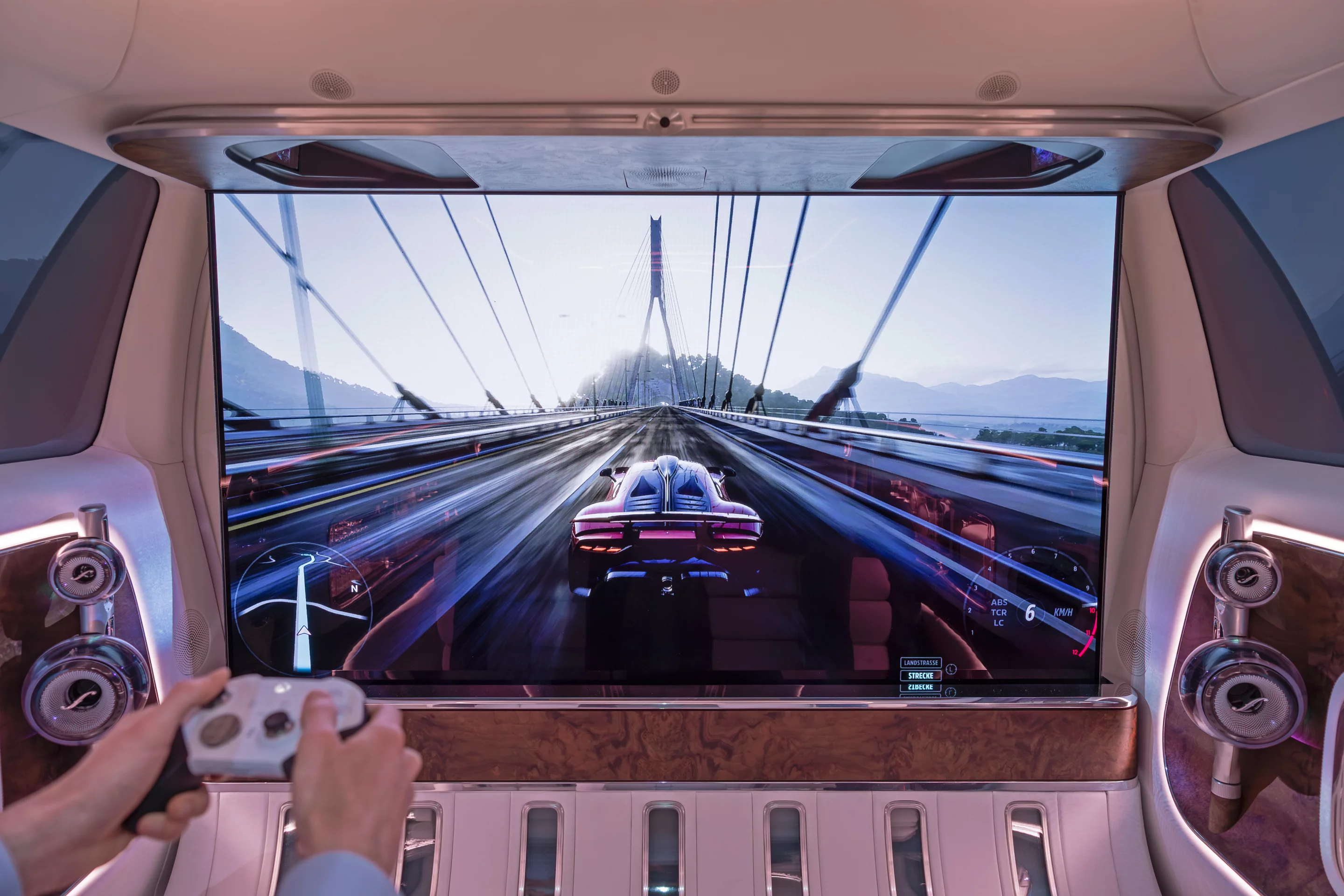 Whiling away the ride behind the game controller