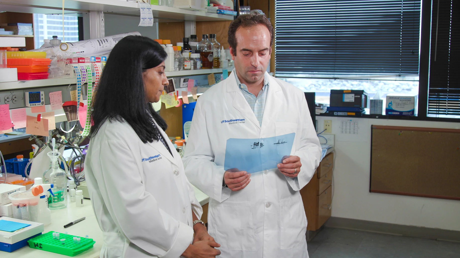 Professor of Molecular Biology and study co-author Joshua Mendell with lead author Dr. Asha Acharya