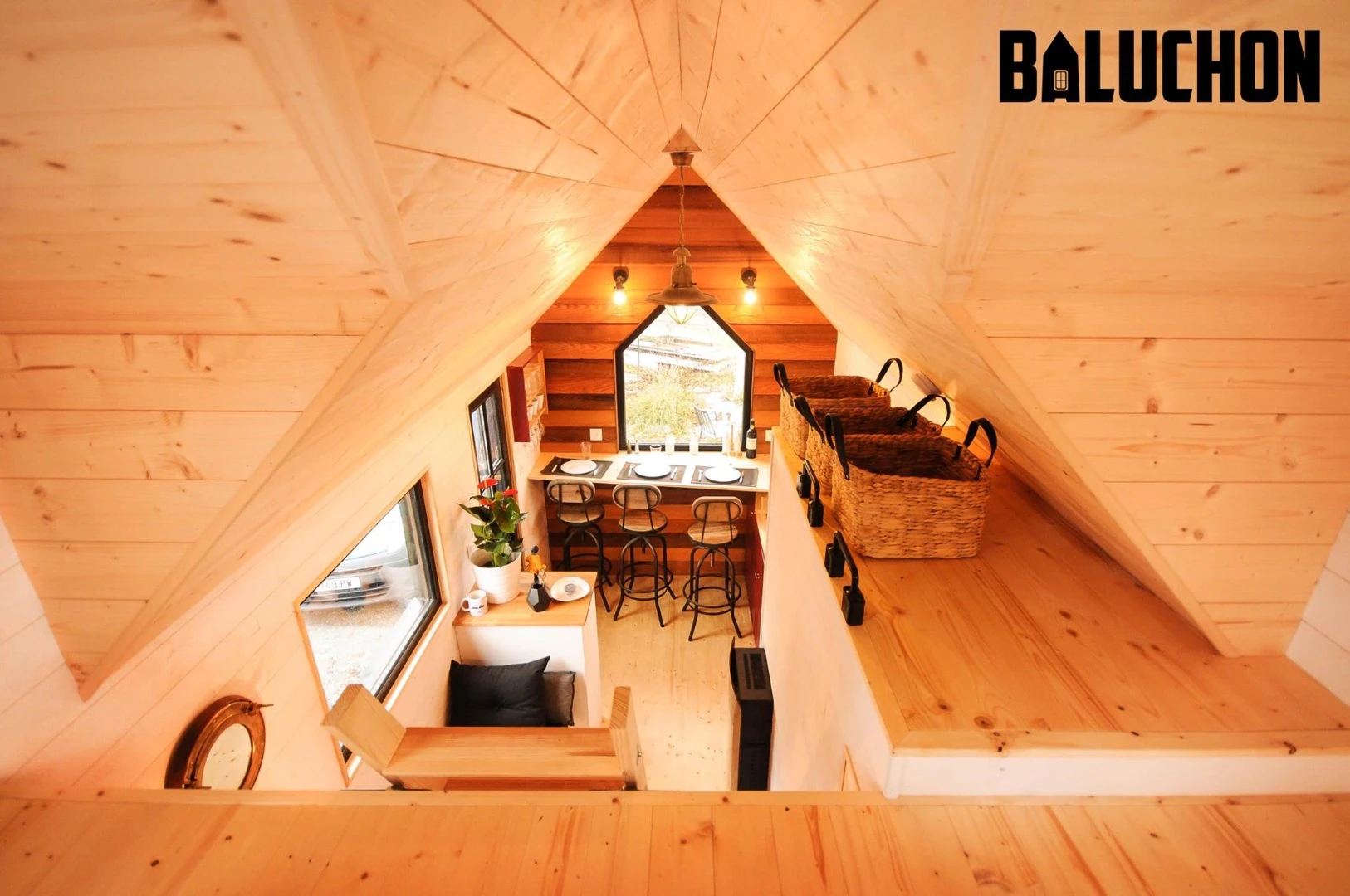 A little additional storage space is accessible from the Calypso's loft bedroom