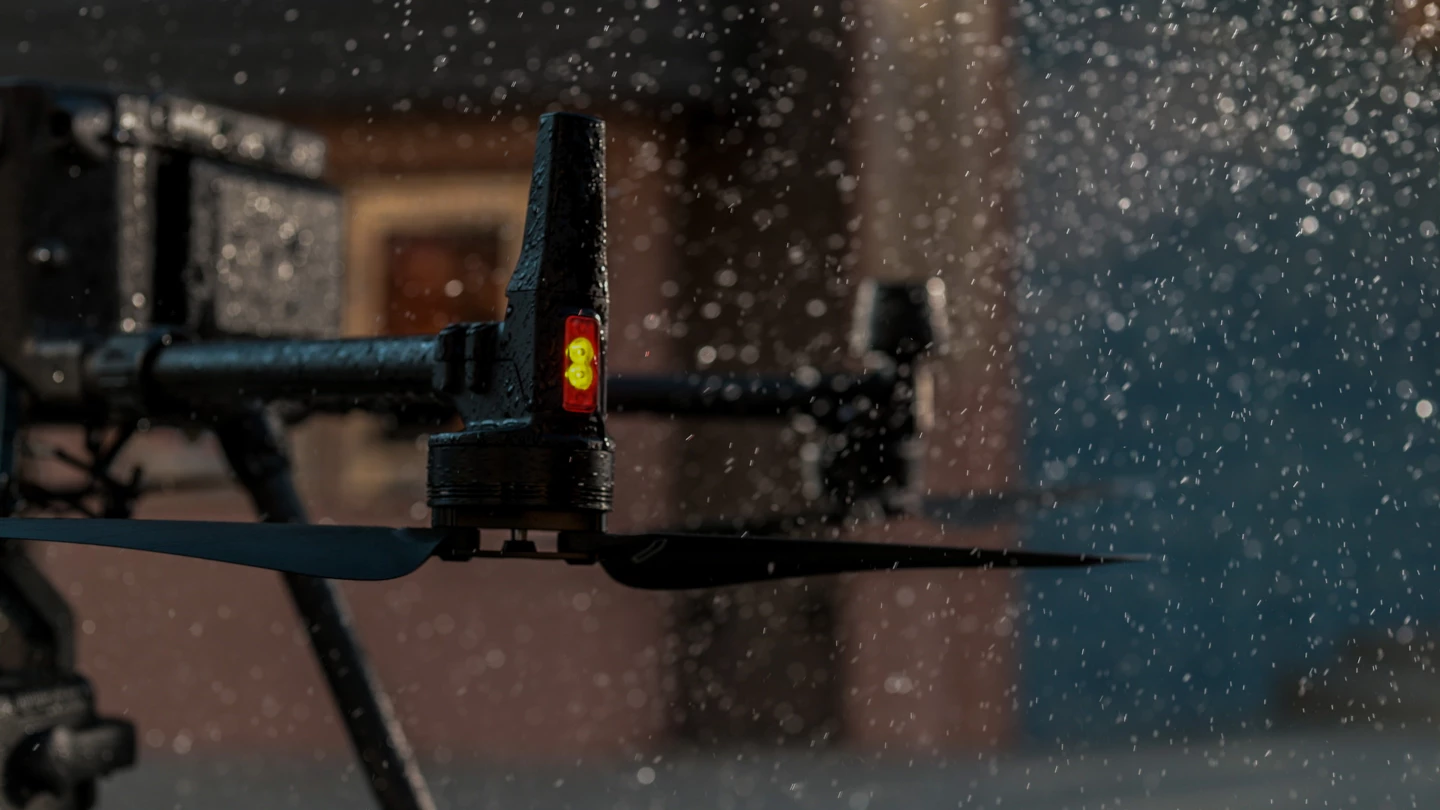 The Matrice 300 RTK's enclosure is IP45 weather resistant, and can operate in sub-zero conditions