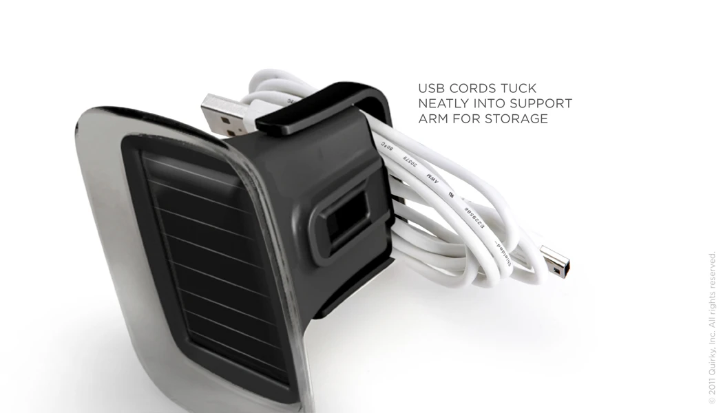 Quirky's Ray is a USB solar charger for portable gadgets, and features a suction cup and a tilting kickstand
