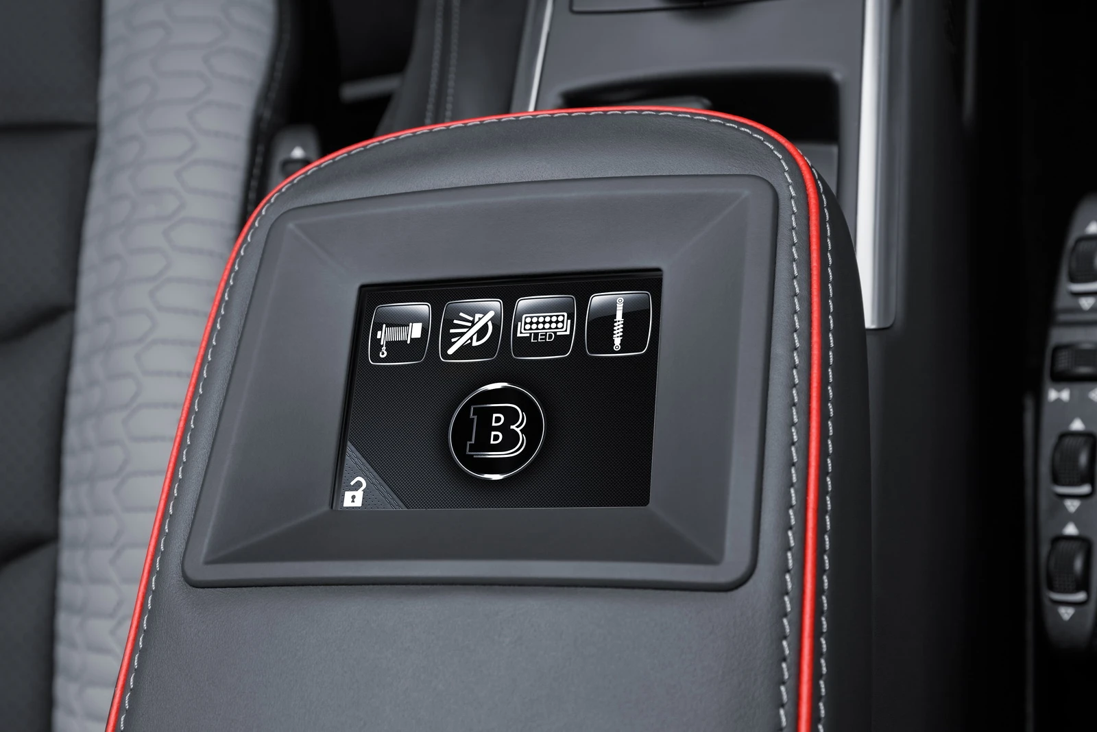 The driver's touch control panel provides intuitive control of the suspension, winch and lighting