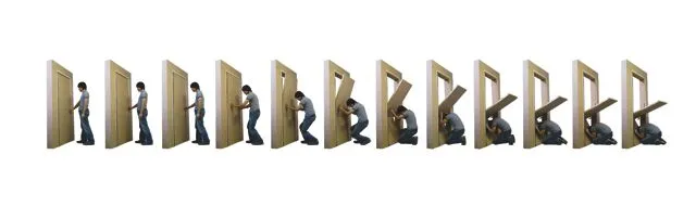 Younghwa Lee's door provides shelter in the event of an earthquake