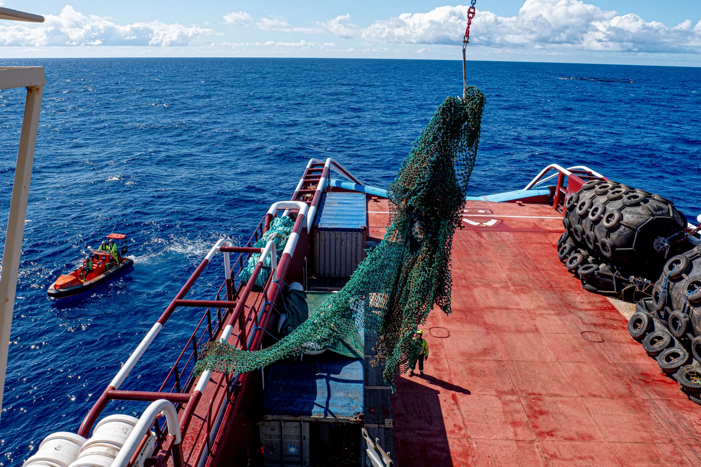 Plastic recovered by the Ocean Cleanup project includes huge ghost nets and microplastics as small as a millimeter in size