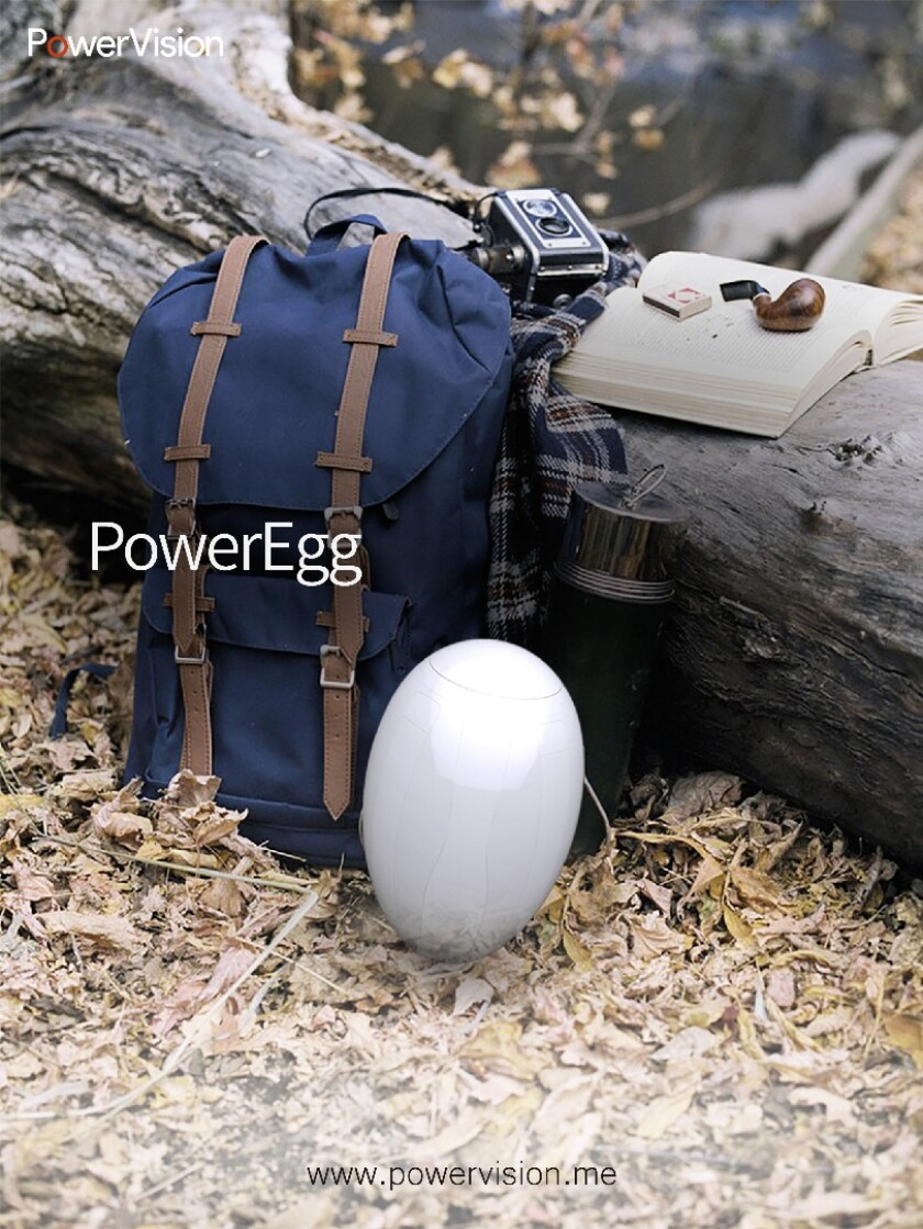 The PowerEgg is designed to fit in a backpack