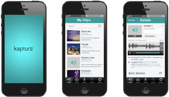 Kapture comes with a smartphone app that is used to edit, save, and share the captured audio