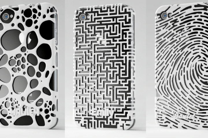 From left to right: iPhone 4/S Cell case, Maze case and Fingerprint case designs
