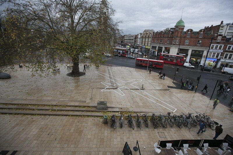 One of James Bridle / booktwo.org's Drone Shadows installations