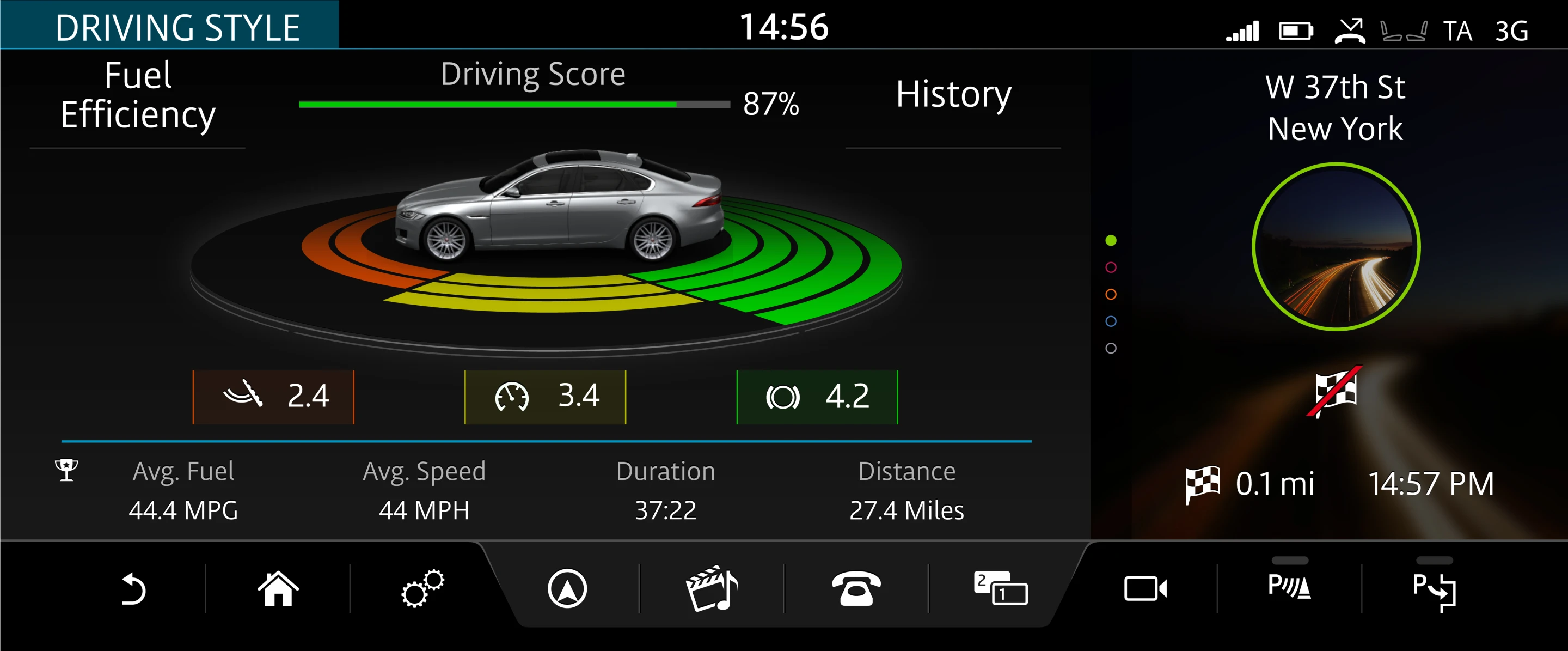 The 2016 Jaguar XF infotainment interface