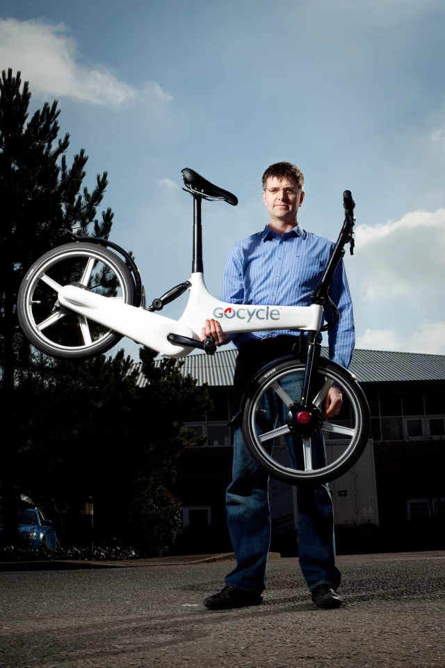 Karbon Kinetics Limited founder Richard Thorpe with with the lightweight Gocycle G2
