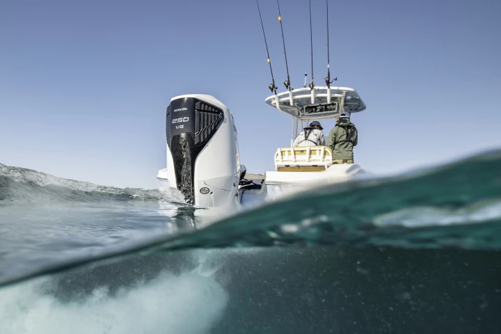 The highest powered outboard among this month's updates, the BF250 adds features like cruise control and automatic tilt