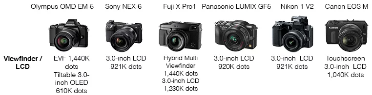 Mirrorless camera comparison - Viewfinder and/or LCD