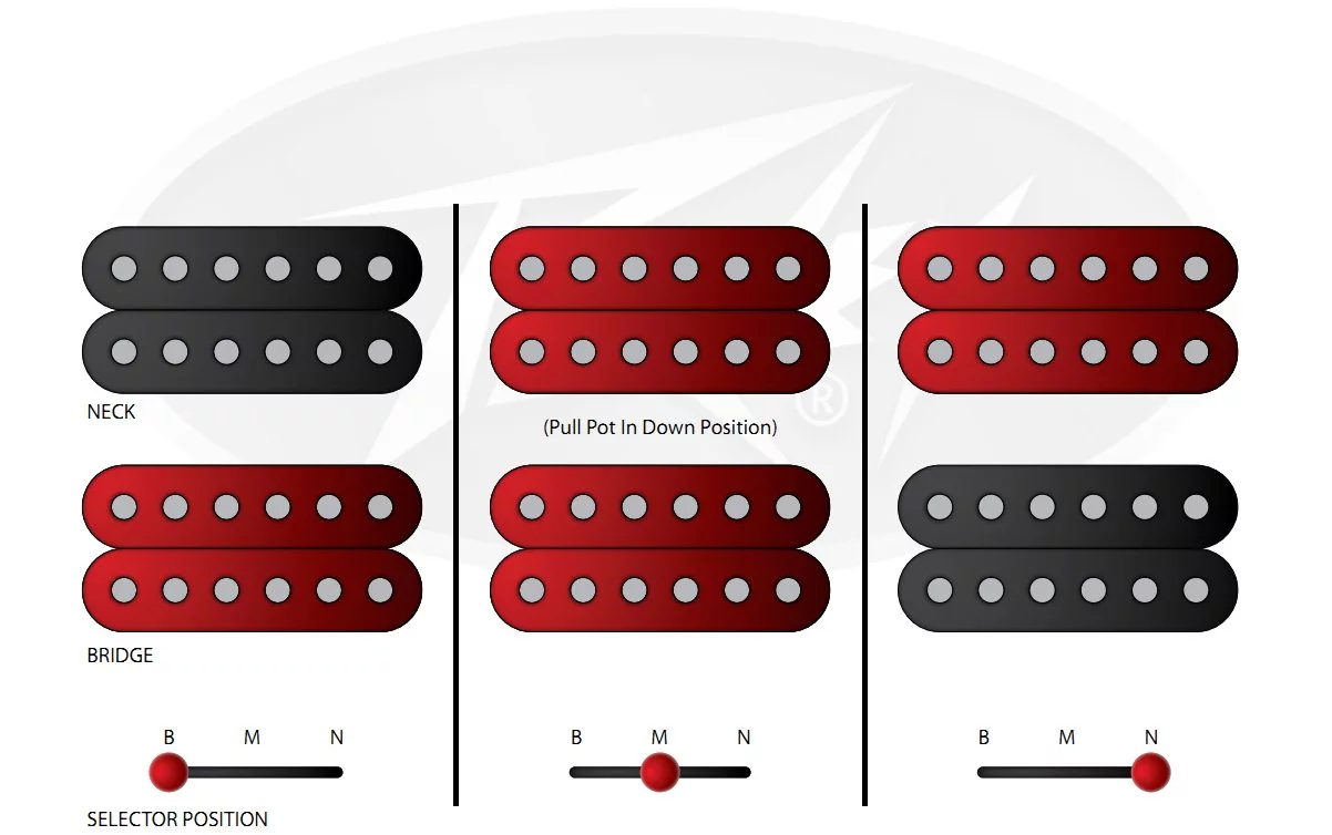 Detail of the guitar's pickup configuration