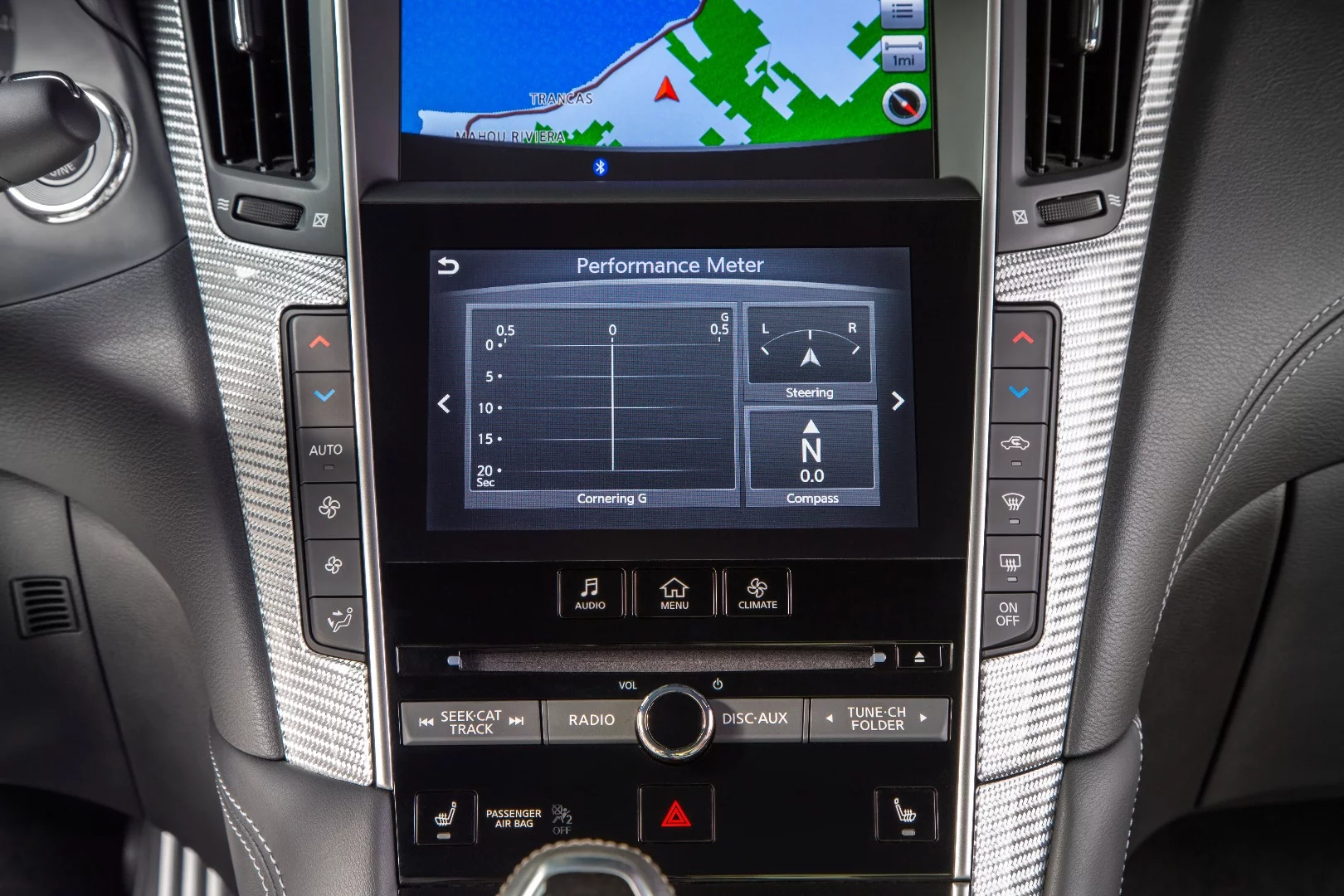 The dual-screen setup on the Q60 is a bit confusing