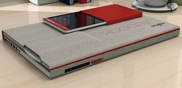 A designer's concept Fujitsu Lifebook would come with slots to insert a smartphone, tablet, and digital camera