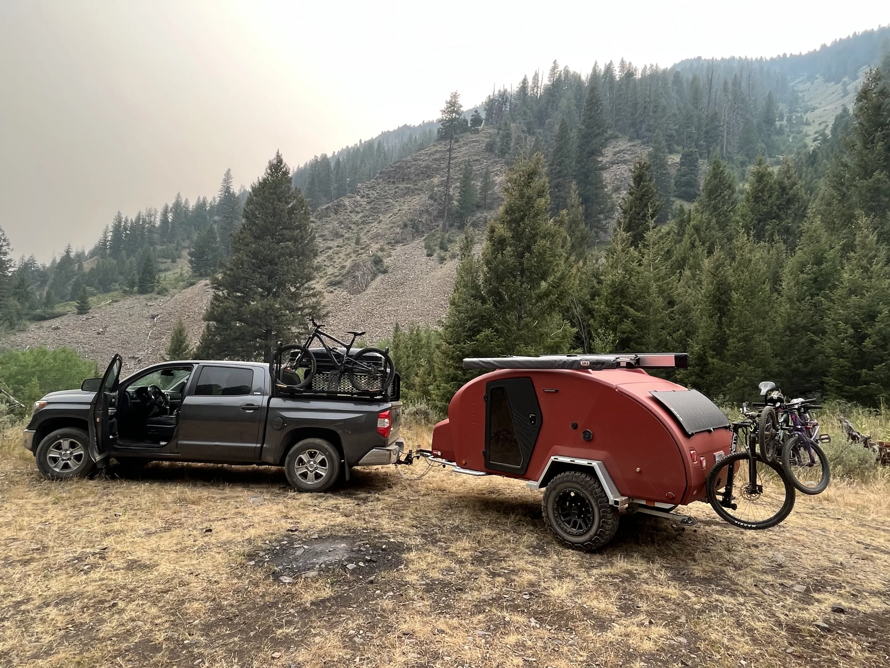 Not sure we could have brought the bikes without the rear hitch receiver, but since we were able to, we spent the first night outside Ketchum and biked the next day