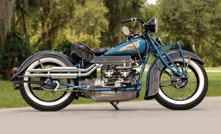 Sold as part of the Al Wiseman Collection, this Indian Four Model 437 had just completed a complete ground up restoration to show quality standards. Virtually flawless, everything on the Indian at the time of sale was in as-new condition, with no signs of use. The four-cylinder Indian fetched $110,000 at an RM Auctions sale in December 2007.