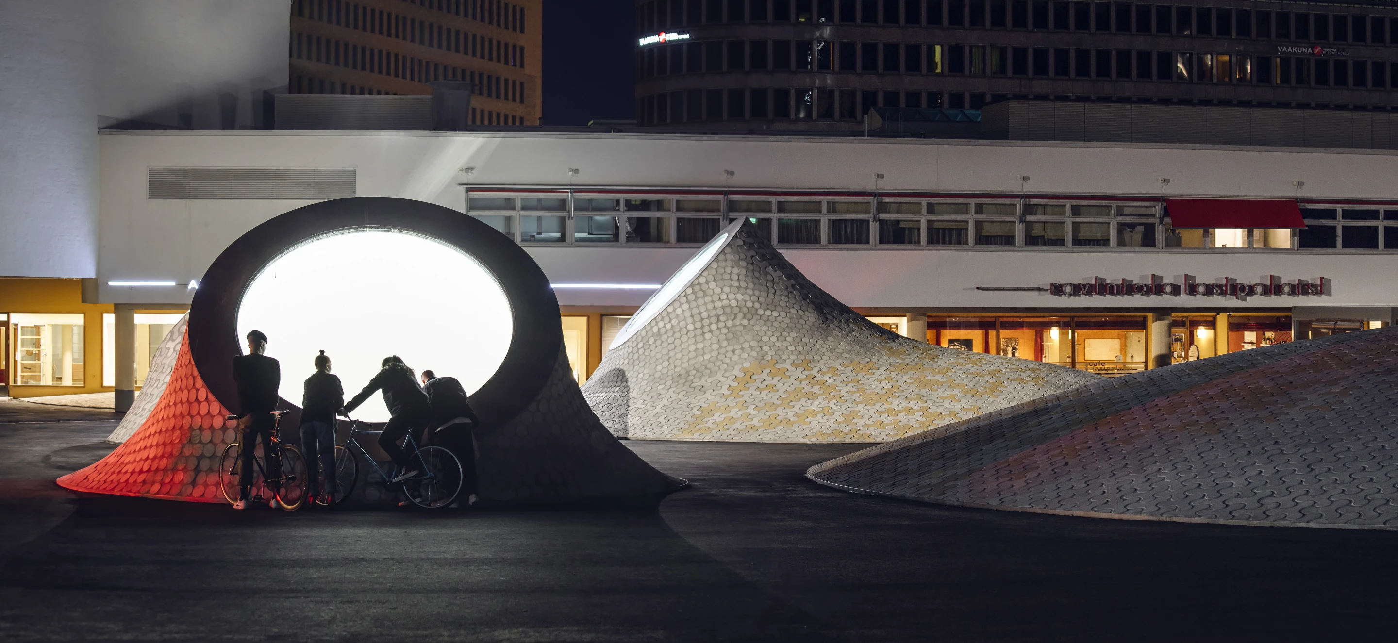 A revitalization of Lasipalatsi Square in the middle of Helsinki has given rise to a peculiar set of pimple-like domes protruding from its surface