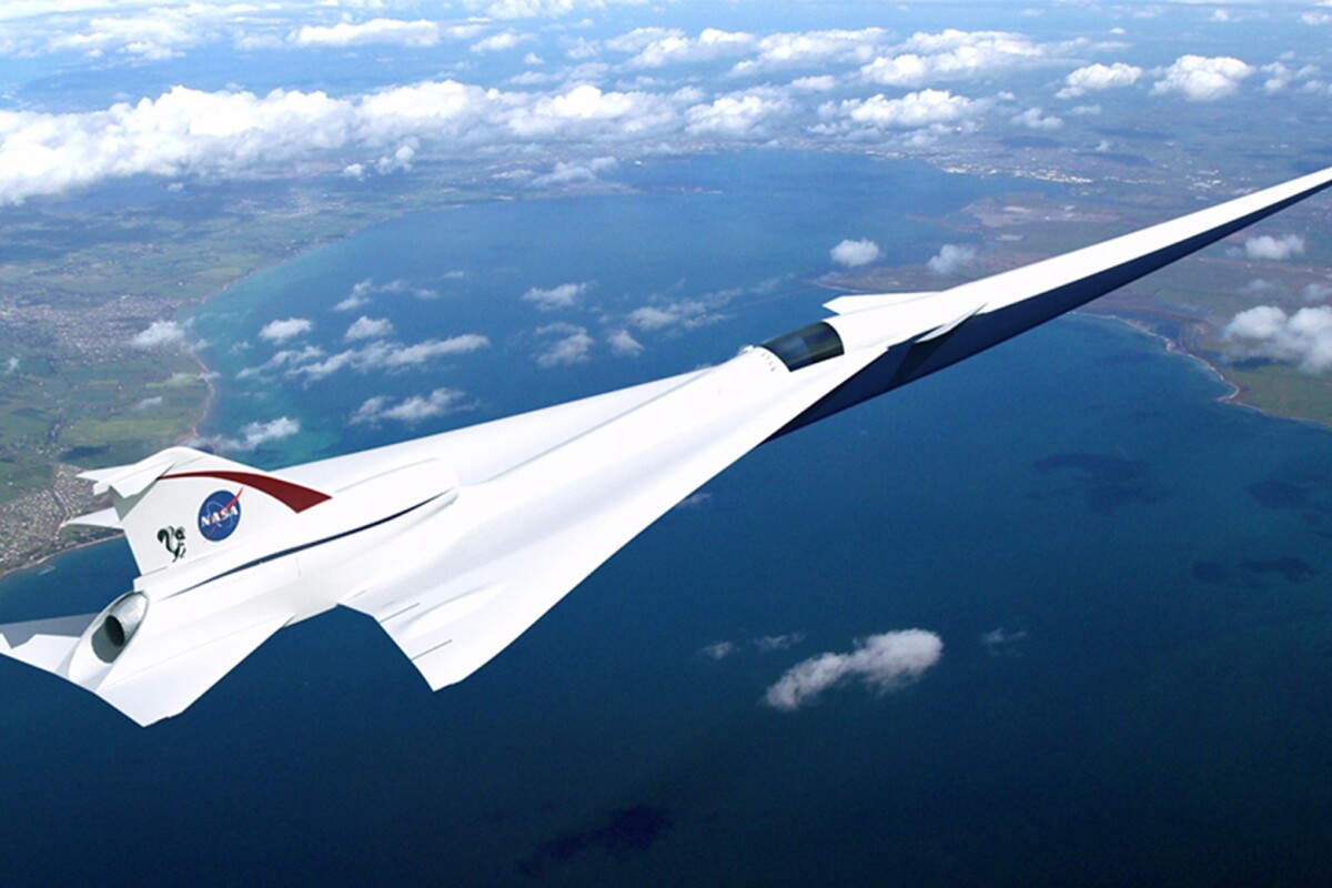 Artist's concept of Lockheed Martin’s Quiet Supersonic Technology (QueSST) X-plane