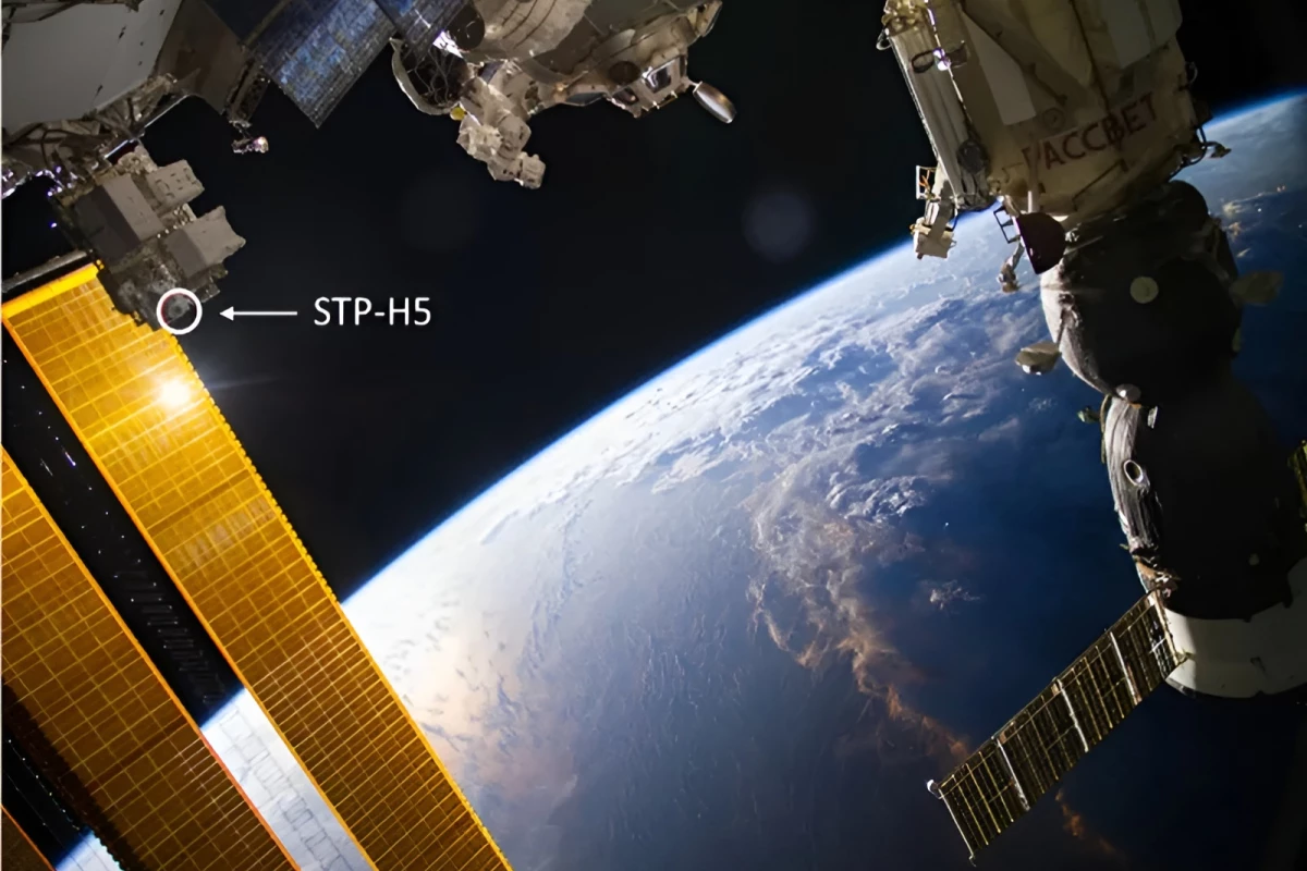 The device (circled, at left) has already been tested on the International Space Station