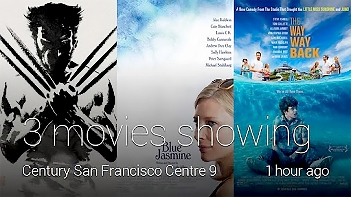 Glass will also show you a card for nearby movie showtimes
