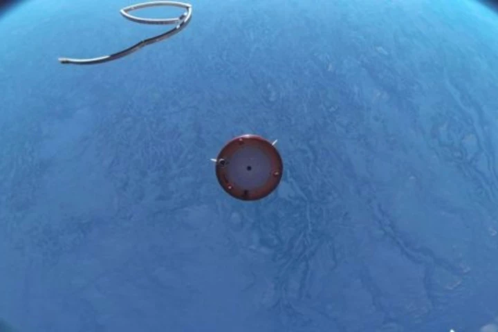 Booster stage breaking away from the sounding rocket sending the optical clock into space