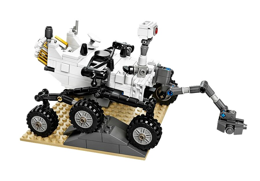 In addition to an articulated arm Lego's Curiosity Rover stays true to the original with a "rocker-bogie" suspension arrangement for each of the rover’s six wheels