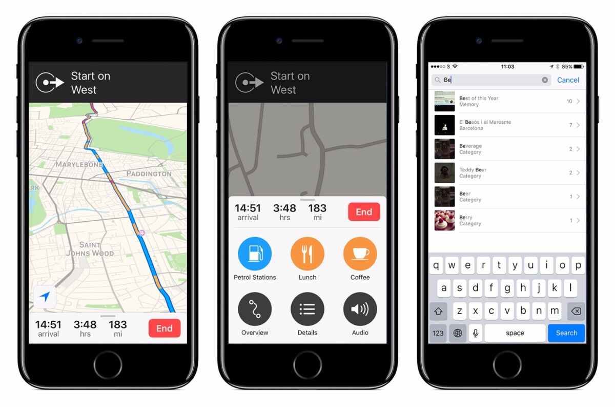 Maps and Photos have been upgraded significantly too, with live traffic updates and diversions in Maps, and smarter searches in Photos