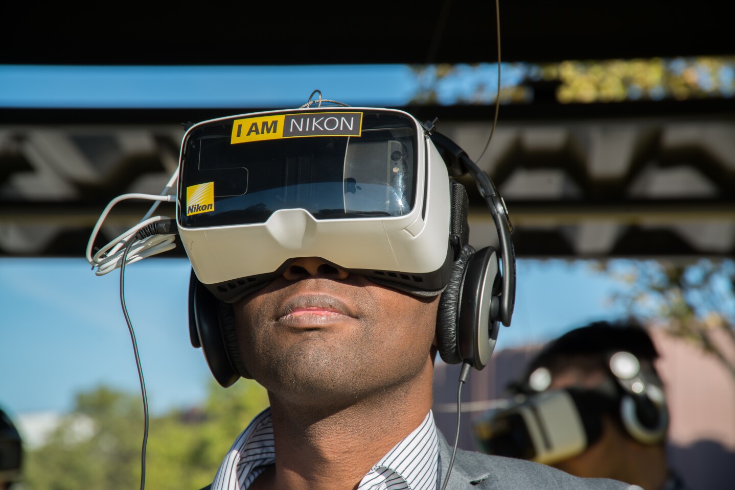 A Photokina visitor checks out some 360 VR footage