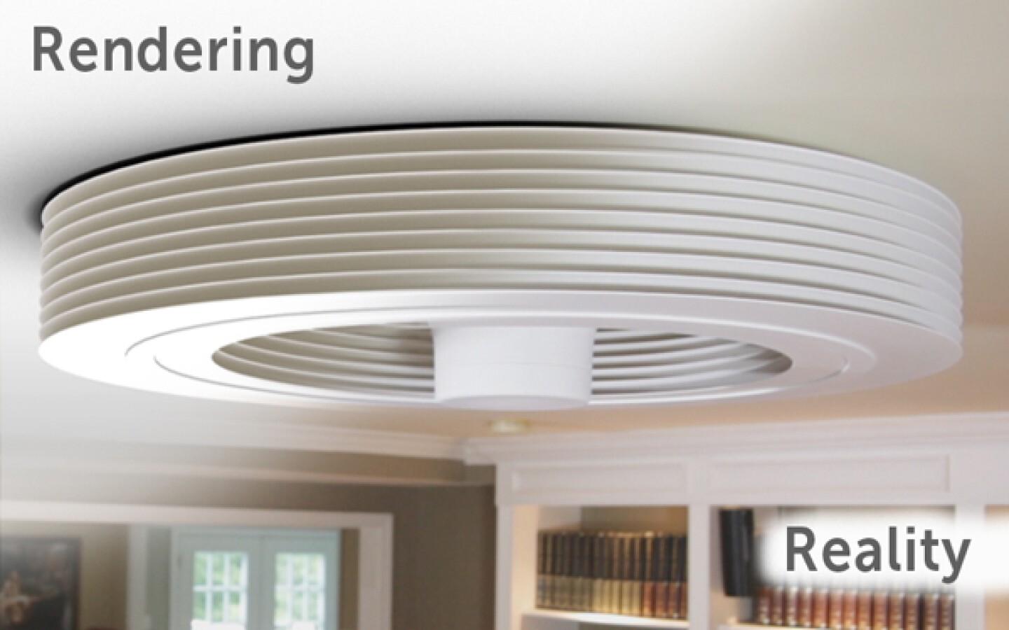 Bladeless ceiling fan uses vortex airflow to regulate room temperature