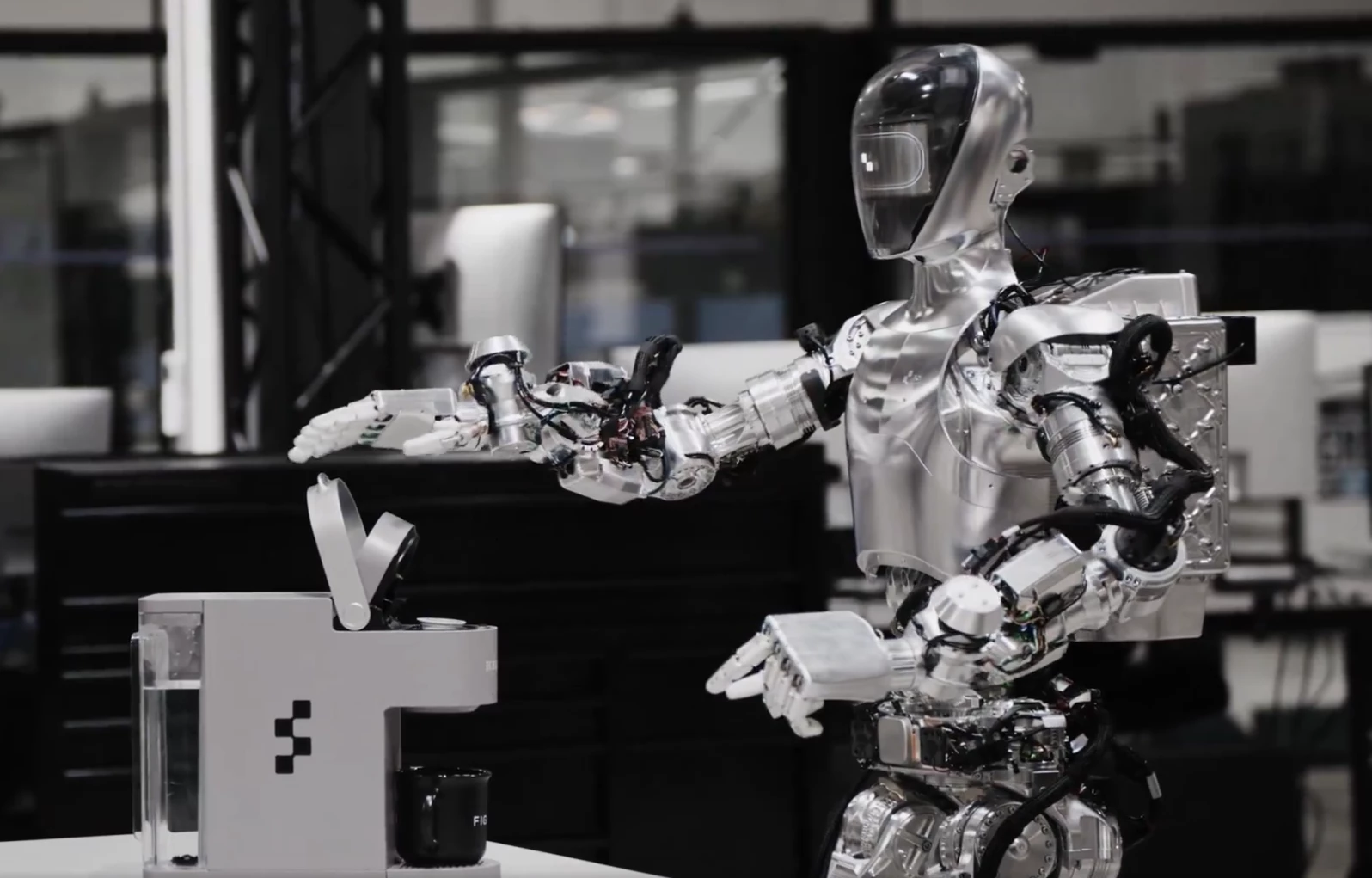 Figure's 01 humanoid robot demonstrates its new watch-and-learn capabilities by autonomously using a coffee machine. Perhaps not the most spectacular demo, but this could open the floodgates to a massive acceleration of general-purpose robotics