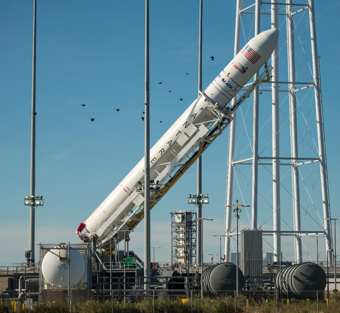 Antares being lifted on its strongback