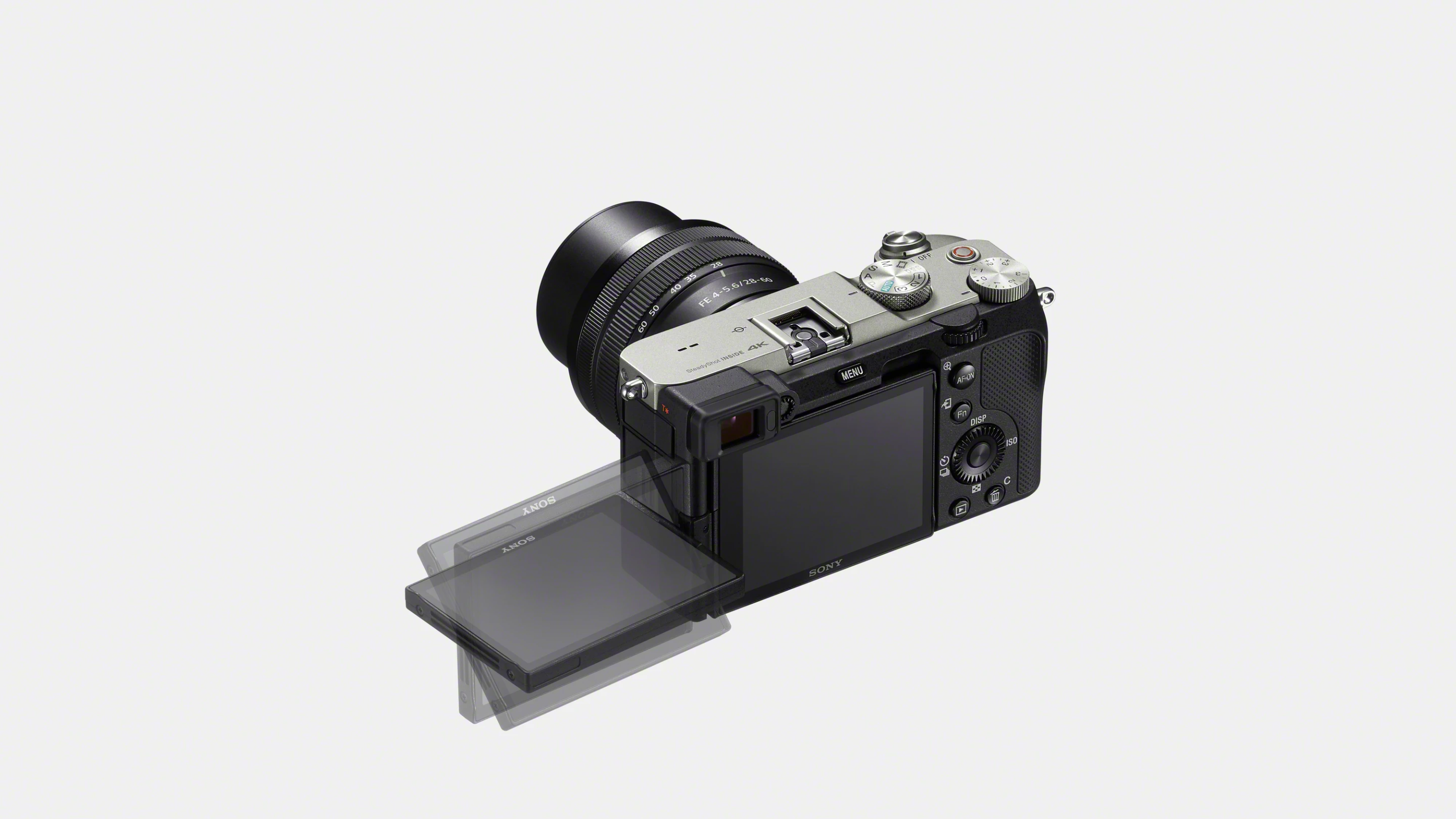 Screen flips out and rotates for selfie shooting and weird angles