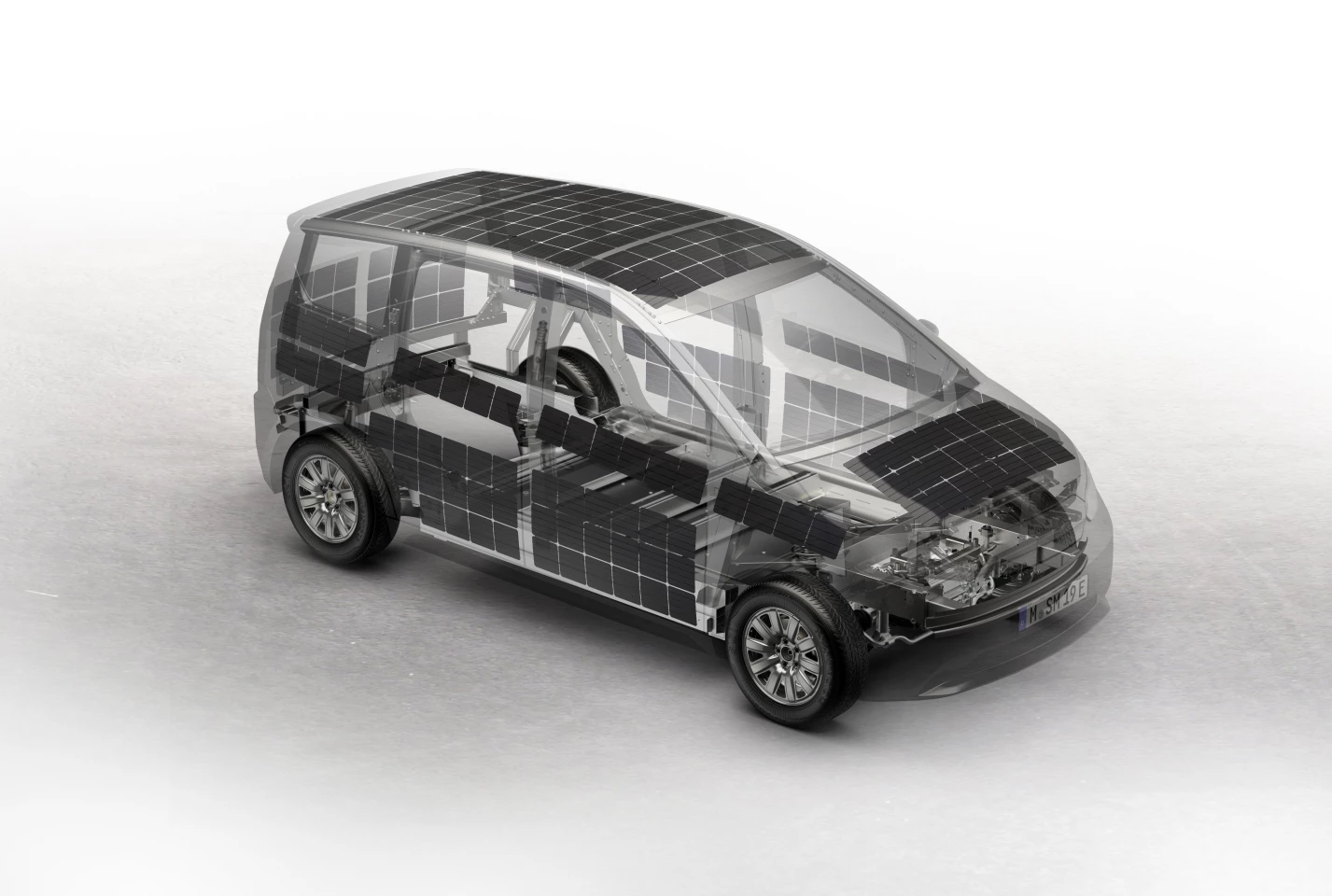 Graphic showing where the photovoltaic panels are located on the exterior of the Sion