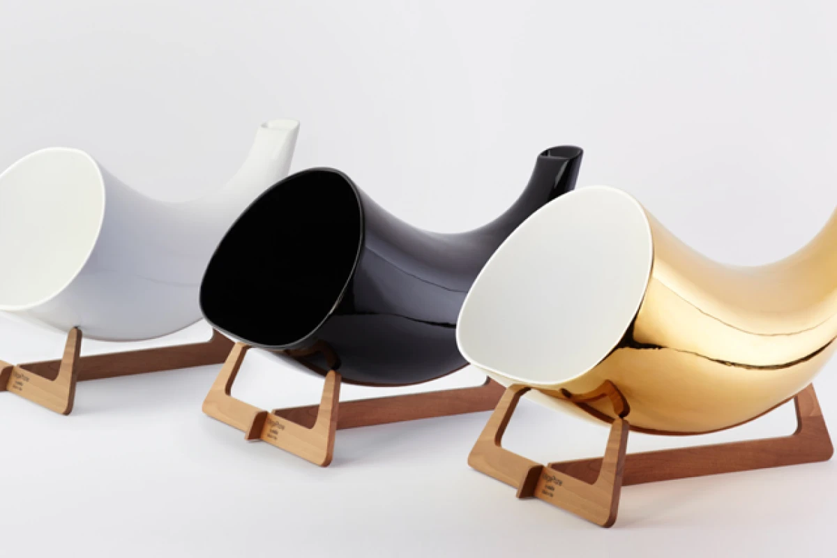 The Megaphone comes in white, black, and gold and amplifies tunes from your iPhone or iPod touch