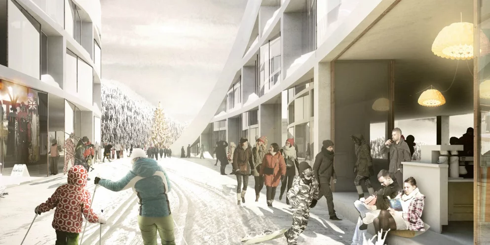 Only moments away from the main ski system, the new resort will offer maximum connectivity for skiers and pedestrians