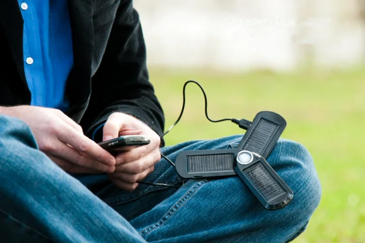 The U-Powered solar charger is a backup power source or charger for portable electronics such as smartphones, cameras and media players