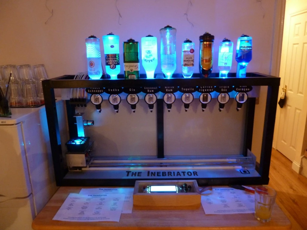 The Inebriator robot bartender ready and waiting to serve cocktails