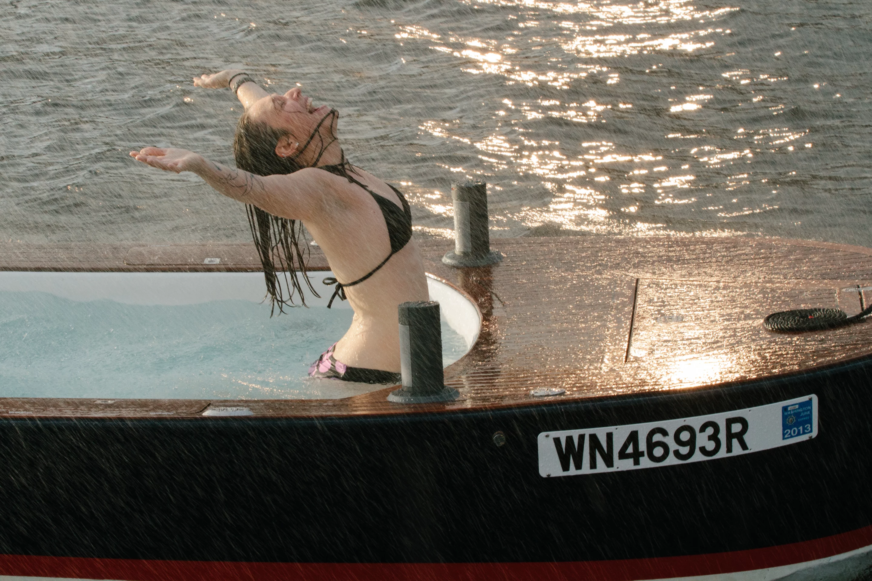 The Hot Tub Boat allows its passengers to soak while they cruise