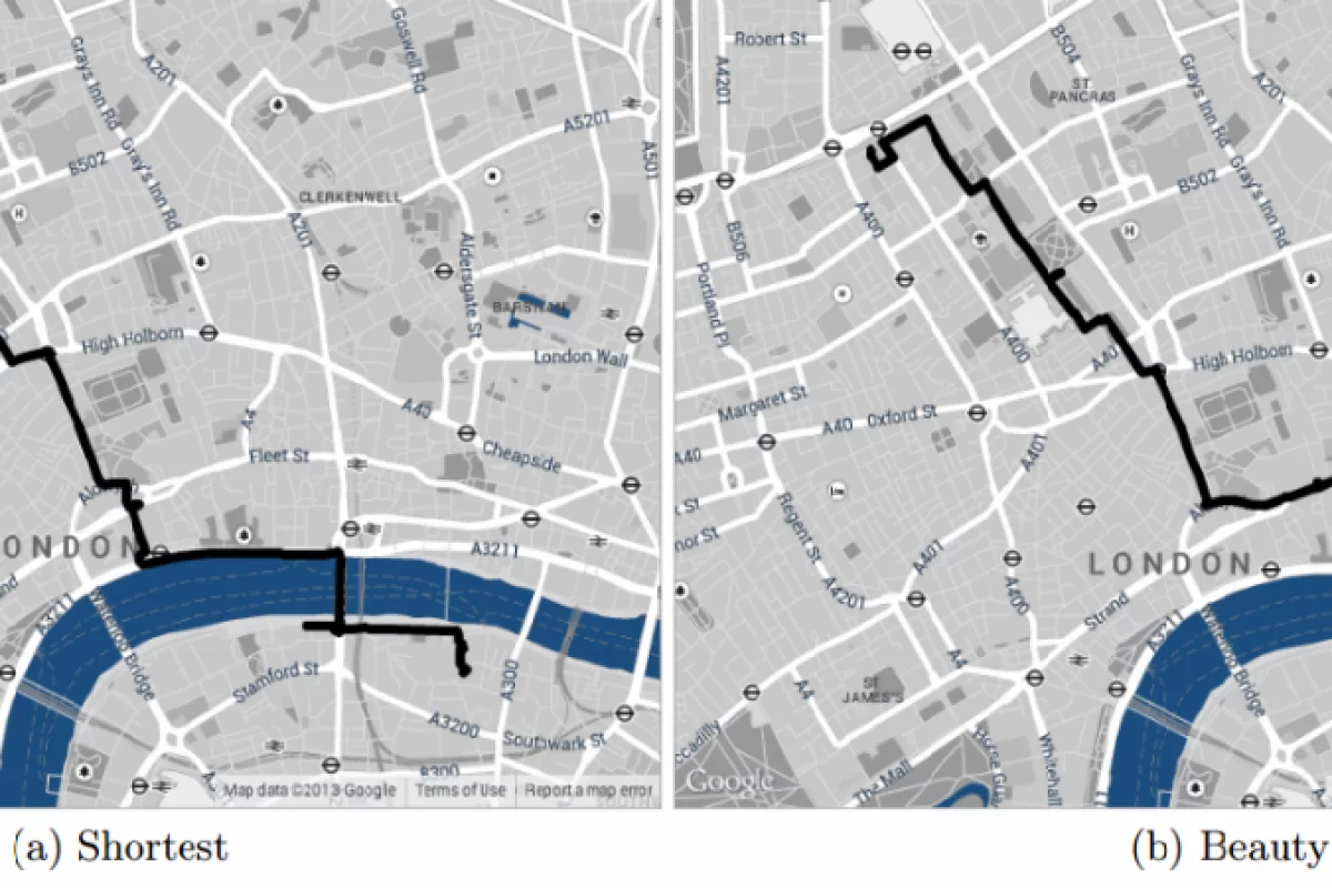 Researchers at Yahoo Labs are creating maps that can show the user the most beautiful, most pleasant or quietest routes, rather than just the shortest