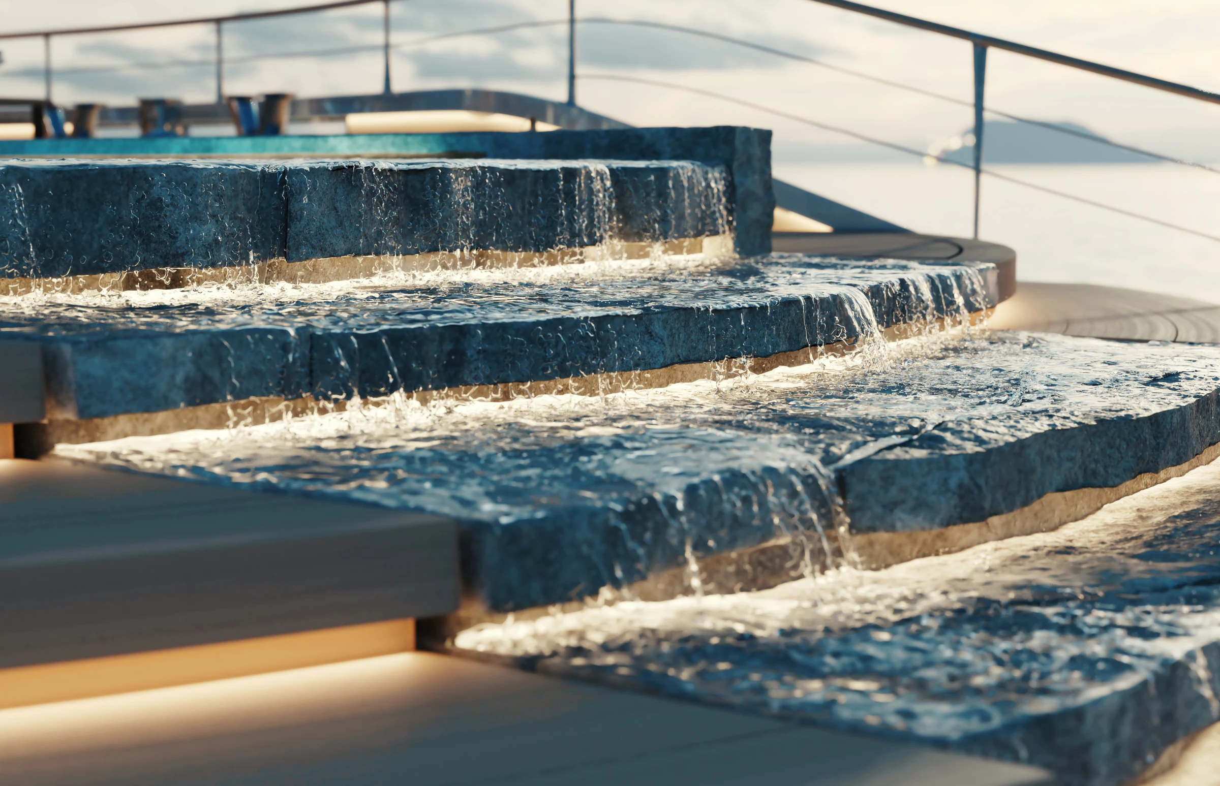 The "water cascade" feature